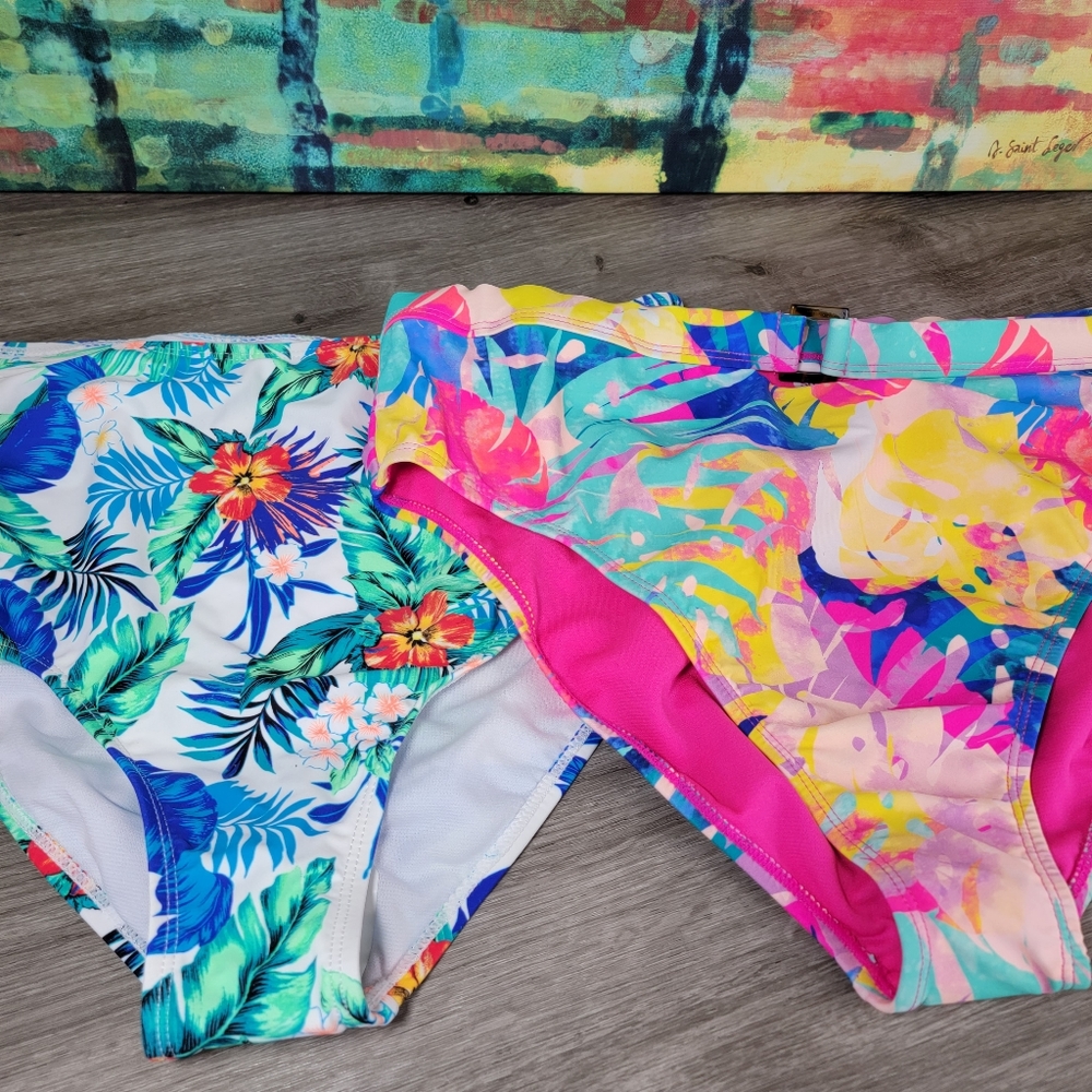 Two High Waisted Swim Bottoms